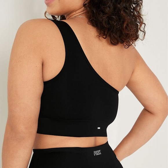 NWOT PINK Victoria’s Secret Seamless One-Shoulder Sports Bra, Black - Picture 3 of 6